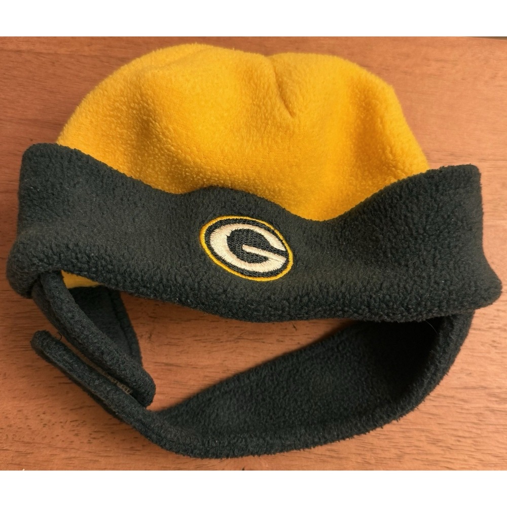 Vintage 90s GREEN BAY PACKERS Yellow‎ Green Winter Hat Beanie Toddler Baby EUC